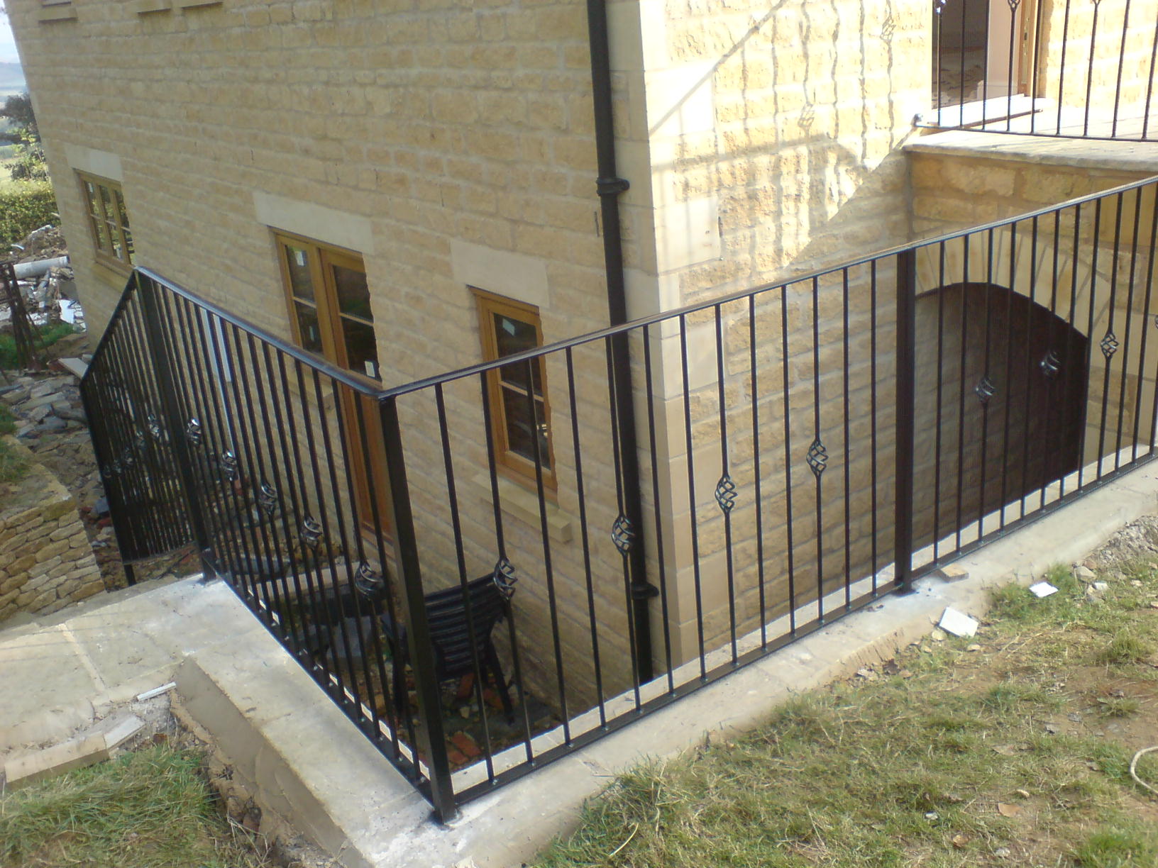 iron stairs , iron balustrading, wrought iron handrailing